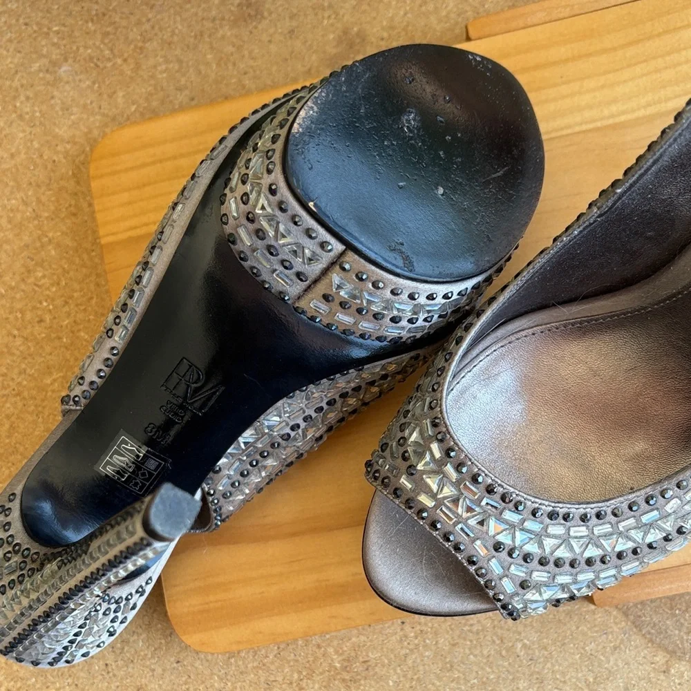 Silver Studded Women's Heels - Picture 3 of 5
